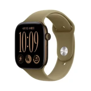 Apple Watch Series 12（GPSモデル）- 42mmダークブロンズアルミニウムケースとオリーブスポーツバンド - M/L [MJEG4X/A]