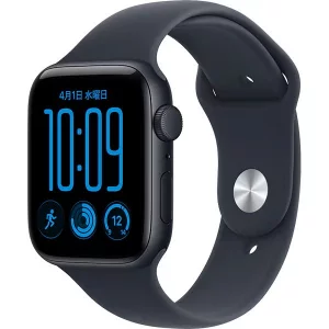Apple Watch SE 3（GPSモデル）- 44mm アルミニウムケース ミッドナイトアルミニウムケースとネイビーブルースポーツバンド - M/L [MJL94J/A]